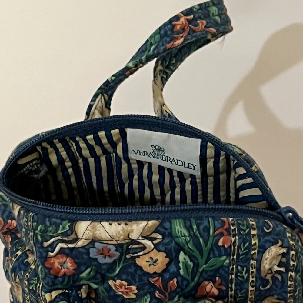 Vintage 90s Vera Bradley Mini Purse Animal Kingdom Blue Mini Duffel Bag Purse - Picture 7 of 7